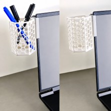 Brf Store Sidelyasell Monitor Kalemlik – 3D Baskı Petek Desenli Laptop Kenar Altıgen Kalemlik-Beyaz