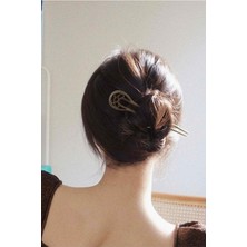 Brf Store Sidelyasell Oymalı Boho Tarz Metal Topuz Tokası 16CM - Antik Vintage Model Çubuk Saç Topuz Çubuğu