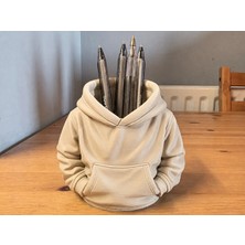 Brf Store Sidelyasell Kapüşonlu Sweatshirt Kalemlik – 3D Baskı Masaüstü Organizer-Bej