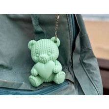 Brf Store Sidelyasell Kalpli Örgü Ayıcık Anahtarlık – 3D Baskı Sevimli Çanta Süsü-Mint