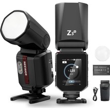 Neewer Z3R-N Nikon Uyumlu 100W Yuvarlak Kafa Akülü Tepe Flaşı