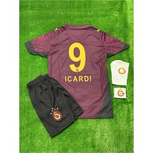 Legent Lady 5yıldızlı Gâlatâsarây 2026 Mauro.îcârd'î Alternatif Bordo Çocuk Forması 4'lü Set