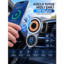 Zoli 15W Magsafe Uyumlu Manyetik Kablosuz Şarjlı Araç Içi Telefon Tutucu,araç Havalandırma Izgarası Uyumlu