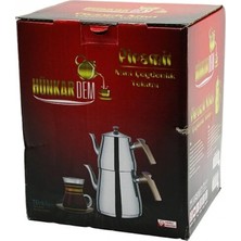 Marsilyan™- Pramit Mini Boy Çelik Çaydanlık Seti - Takımı Renkli Bakalit Kulp Üst Demlik: 0.9lt - Alt Suluk: 1.5lt Kendinden Süzgeçli BX40