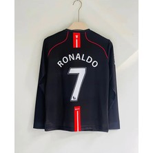 Legent Lady M.united 07/08 Deplasman Forması #7 Ronaldo Siyah Uzun Kol Özel Forma Kumaşı