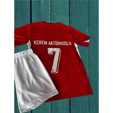 Legent Lady Türkiye Euro 2024 Kerem Aktürkoğlu 7 Kırmızı Iç Saha Çocuk  Forması 3 Lü Set