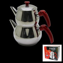 Marsilyan™- Aile Büyük Boy Küre Çelik Çaydanlık Seti Üst: 1.2lt - Alt: 2lt BX40