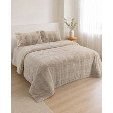 La Lune Home Rabbit Tavşan Tüyü Dokulu Çift Kişilik Yatak Örtüsü 220X240 cm 2 Yastık Kılıflı