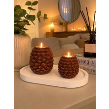 Bubu Home Premium Kozalak Desenli 2’li Mumluk Seti – Dekoratif Tealight Mumluk