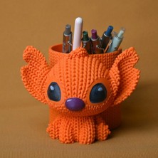 Brf Store Veltrolab Knitted Kalemlik – 3D Baskı Sevimli Karakterli Masaüstü Kalem Organizeri-Turuncu