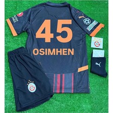 Legent Lady 5-Yıldızlı Galatâsarây./ O.'s'i'm'h'e'n / 2024/25 Alternatif Siyah Çocuk Forması 5'li Set Maskeli