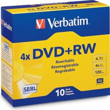 Ayrex Verbatim Markalı Yüzeyli Dvd+Rw 4,7 GB 4x - 10 Pk Mücevher Kutusu - 94839
