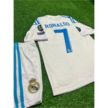 Legent Lady Cristiano Ronaldo Real Madrid 2018 Finali Çocuk Forması Şort Çorap Bileklik 4'lü Set