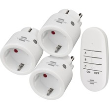 Ayrex Comfort-Line Mini 3+1 Kablosuz Priz Seti, 3'lü Uzaktan Kumanda Seti (Iç Mekan, El Vericisi V