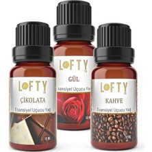 Ayrex 3 Lü Avantajlı Set Lofty Çikolata, Gül, Kahve Saf Uçucu Yağ (10ML) -%100 Doğal Esansiye