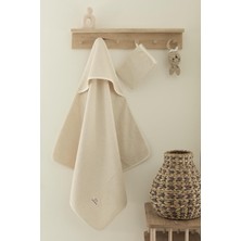 Ayrex %100 Pamuklu Bebek Havlu Kundak 75X75 ve Kese Krem