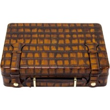 Ayrex Lubinski Deri Croco Humidor El Çantası Puro Kutusu 18's Kahve