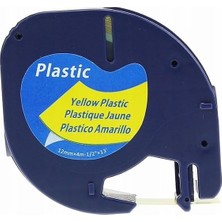 Ayrex Dymo Muadil Letratag Bant 91202 (91332 91222 59423) Sarı Plastik Etikete Siyah 4m x 12MM