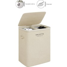 Ayrex Valletta Paloma 100L Çift Yıkanabilir Bölmeli Katlanabilir Kumaş Kirli Çamaşır Sepeti C