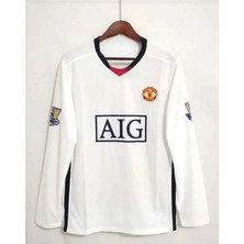Legent Lady C. Ronaldo Manchester United 2008 Şampiyonlar Ligi Beyaz Uzun Kollu Yetişkin Futbol Forma