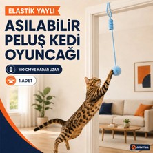 Arvital Elastik Yaylı Asılabilir Peluş Ponpon Kedi Oyuncağı 100 cm