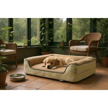 Ayrex Viscopet Premium Sofa Blok Sungerli Alezli Fermuarlı Yıkanabilir Köpek Yatağı(S-Kahvekrem