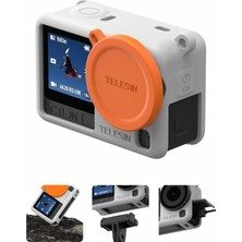 Ayrex Telesin Osmo Action 6 Için Silikon Koruyucu Kılıf + Lens Cap (Grey)