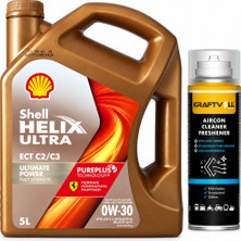 Shell Helix Ultra Ect C2 C3 0W-30 Motor Yağı 5 Litre + Klima Bombası 200 ml