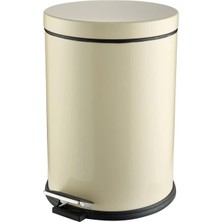 TeknoKapsül Premium Serisi 12 Litre Hacimli Paslanmaz Banyo-Mutfak Pedallı Çöp Kovası Krem, 12L