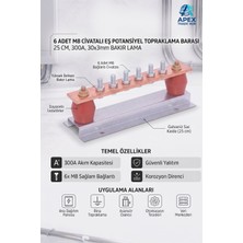 Sutem 6 Vidalı Izolatörlü Eş Potansiyel Topraklama Barası (300A - 25CM) - 1 Adet
