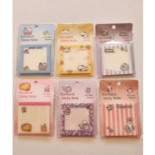 Modellino 6'lı 6 Farklı Renk 300 Yaprak Starburst Sticky Note Minik Köpek Baskılı Şeffaf Kare Yapışkanlı Not Kağıdı 73X73MM 50 Yaprak X6