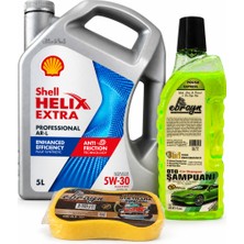 Shell Helix Extra Pro Arl 5W-30 3 5 Litre + Oto Şampuan 1000 ml  + Yıkama Süngeri