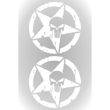 OEM Army Star Kuru Kafa Askeri Yıldız Off Road Sticker 10 cm Beyaz 2 Adet, QA45895426502