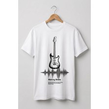 La Bjorn Unisex Siyah Making Beats Tasarım Gitar Baskılı T-Shirt