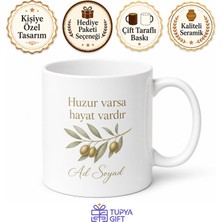 Tupya Gift Peace Baskılı Barış Ingilizce Çay Kupası Porselen Kupa Bardak Hediye