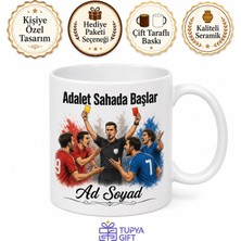 Tupya Gift Hakeme Itiraz Eden Futbolcular Sarı Kırmızı Kart Düdük Temalı Porselen Kupa Bardak Hediye
