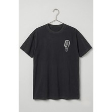 La Bjorn Oversize Unisex Siyah Retro Mikrofon Baskılı Müzisyen Tişört