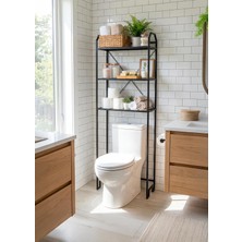 Özkaya Store Metal Ayaklı 3 Raflı Banyo Rafı Klozet Üstü Dekoratif Raf Askılık Organizer