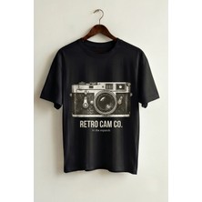 La Bjorn Oversize Unisex Siyah Retro Cam Co Fotoğraf Makinesi Baskılı Tişört