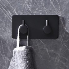 Özkaya Store 1 Adet 2'li Paslanmaz Çelik Havlu Askısı - Banyo &amp; Mutfak Düzenleyici Askılık - Mat Siyah