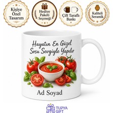 Tupya Gift Domates Yemeği Çorbası Sosu Yaz Lezzeti Temalı Baskılı Porselen Kupa Bardak Hediye