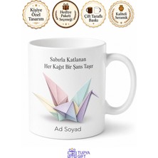 Tupya Gift Origami Kağıt Katlama Sanatı Turna Kuşu Şans Figürleri Baskılı Porselen Kupa Bardak Hediye