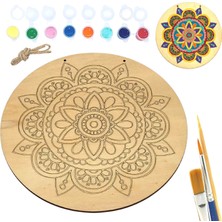 Özkaya Store Güneş Mandala Ahşap Boyama Tuval Seti Hediye Hobi Kiti 20 cm
