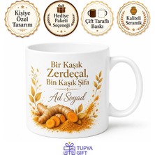 Tupya Gift Zerdeçal Kullananlara Hediye Toz Zerdeçal Altın Süt Şifalı Baharat Temalı Kupa Bardak