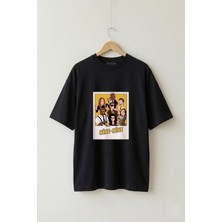 La Bjorn Oversize Unisex Siyah Nine-Nine Karakterleri Grafik Tasarım Tişört