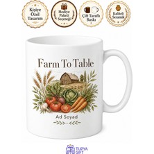 Tupya Gift Farm To Table Baskılı Çiftlikten Sofraya Ingilizce Çay Kupası Hediye Bardak
