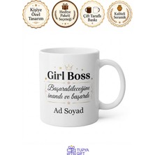 Tupya Gift Girl Boss Yazılı Kız Patron Ingilizce Kupa Bardak Motivasyon Hediye
