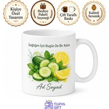 Tupya Gift Detoks Suyu Tüketenlere Salatalık ve Limon Illüstrasyonlu Kupa Bardak Hediye