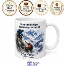 Tupya Gift Kaya Tırmanışı Dağcı Zirve Hedefleyenlere Everest Hayali Baskılı Porselen Kupa Bardak Hediye