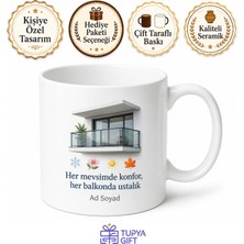 Tupya Gift Cam Balkon Kurulum Ustası Dört Mevsim Balkon Keyfi Çay Kupası Hediye Bardak